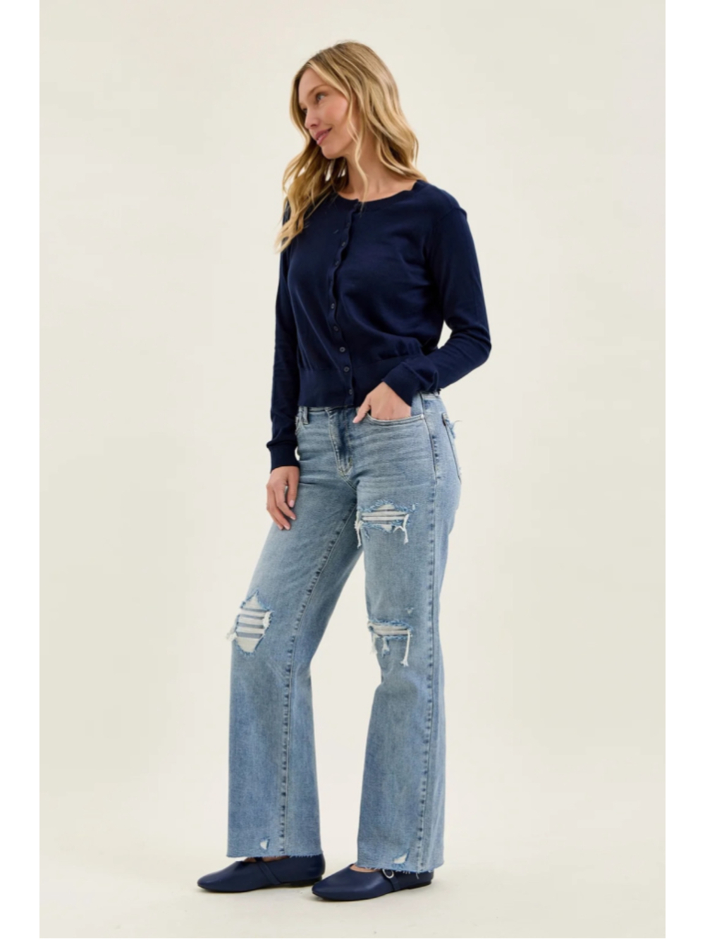 Women's Judy Blue 90’s Straight Leg Destructed Jeans Size 28 - Picture 2 of 14